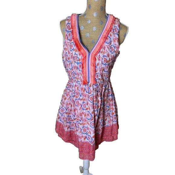 Vineyard Vines Floral Striped Pintuck Lot 2 Sleeveless Sz Small 4 Cotton Coastal - Picture 2 of 16